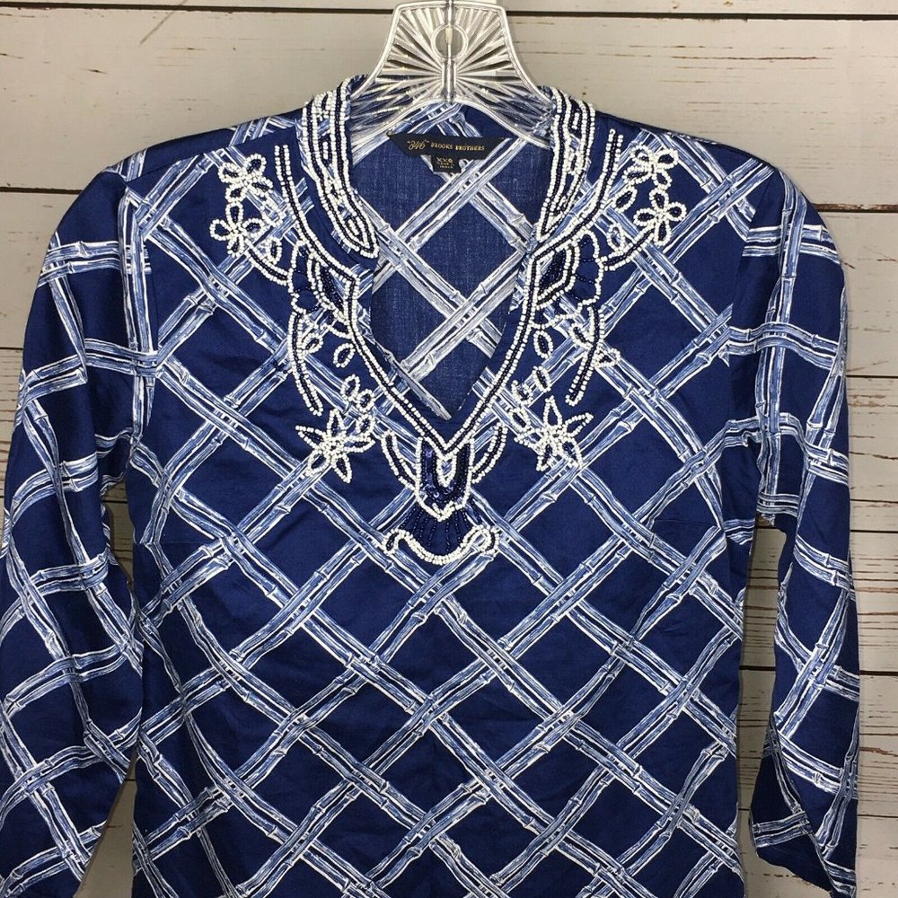 346 Brooks Brothers Beaded Neckline Blouse XXS - Picture 3 of 10